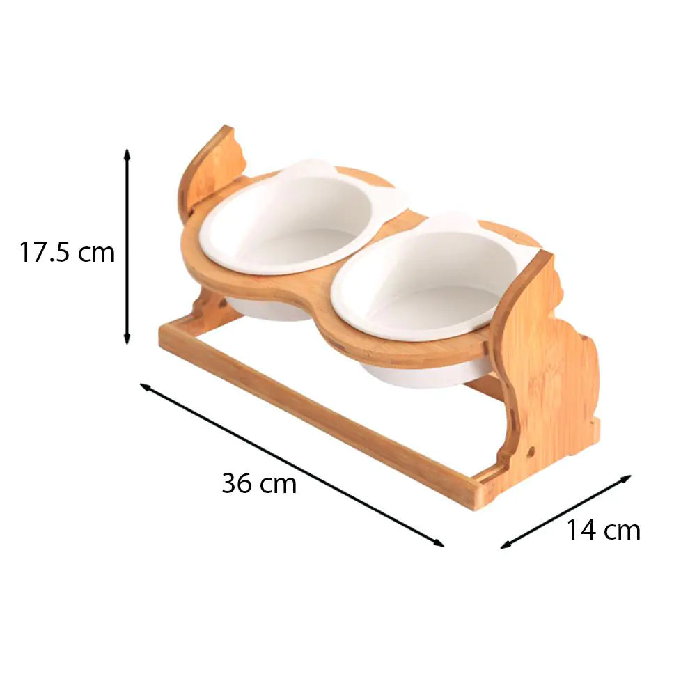 Adjustable Height Pet Bowl Set with Stand for Cats