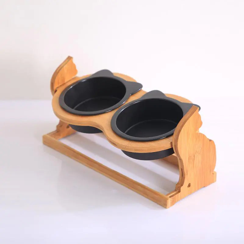 Adjustable Height Pet Bowl Set with Stand for Cats